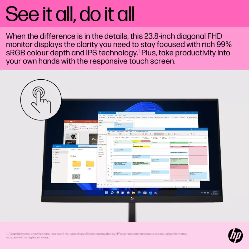 Monitor HP E24t G5 23,8 pollici touch Full HD LCD 1920x1080