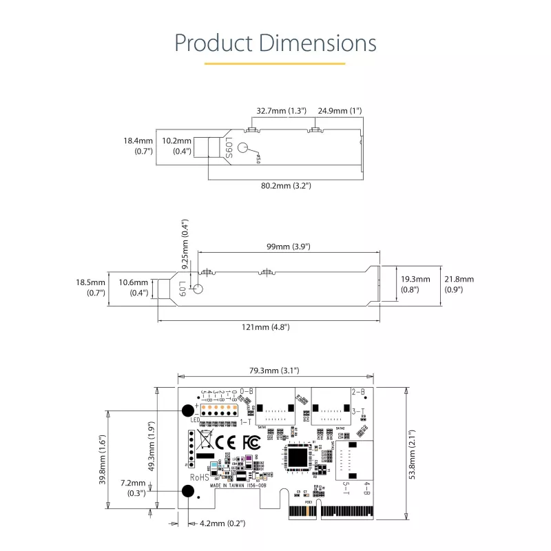 StarTech.com scheda SATA PCIe – scheda di espansione PCIe SATA a 6 porte – 6 Gbit/s – Low/Full Profile – connettori SATA impilati – ASM1166 Non-RAID – convertitore PCI Express a SATA