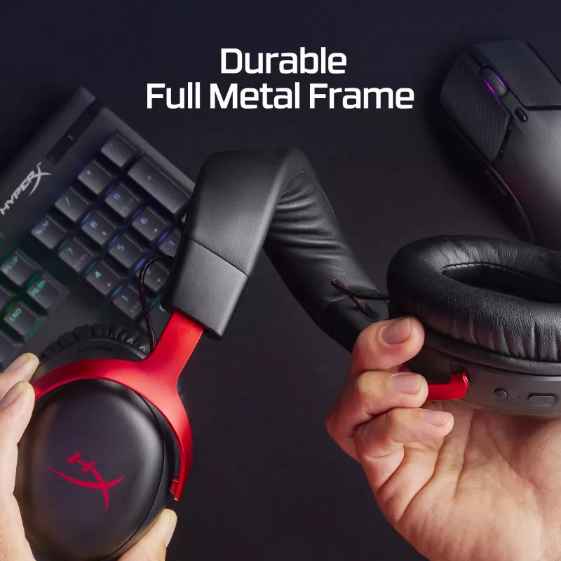HyperX Cloud III Wireless - cuffie gaming, nero; rosso, Cina, over-ear, chiuse, attive, 155 mm