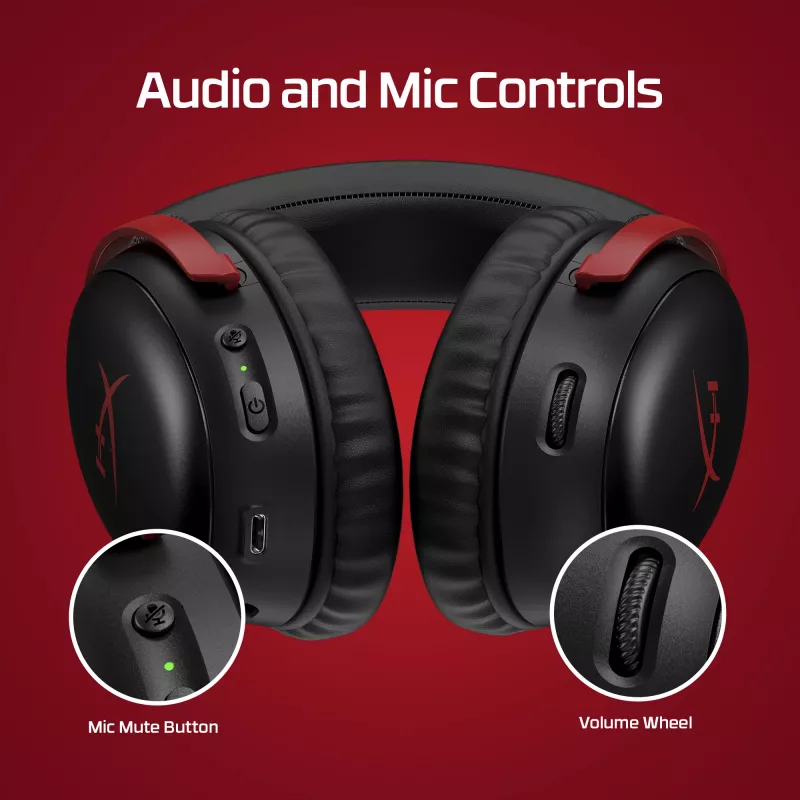 HyperX Cloud III Wireless - cuffie gaming, nero; rosso, Cina, over-ear, chiuse, attive, 155 mm