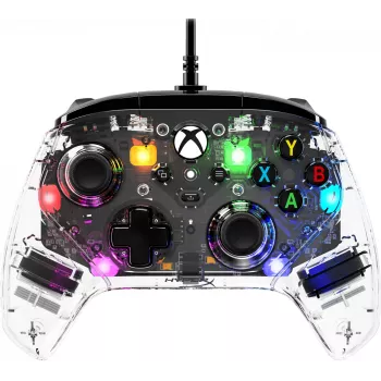 HyperX Clutch Gladiate – controller gaming RGB con filo – Xbox, gamepad, Xbox One, Xbox Series X, con filo, USB, USB Type-A, USB Type-C, trasparente