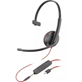 HP Poly Blackwire C3215 cuffie monaurali + custodia (Bulk), con filo, ufficio/call center, 87 g, cuffie, nero