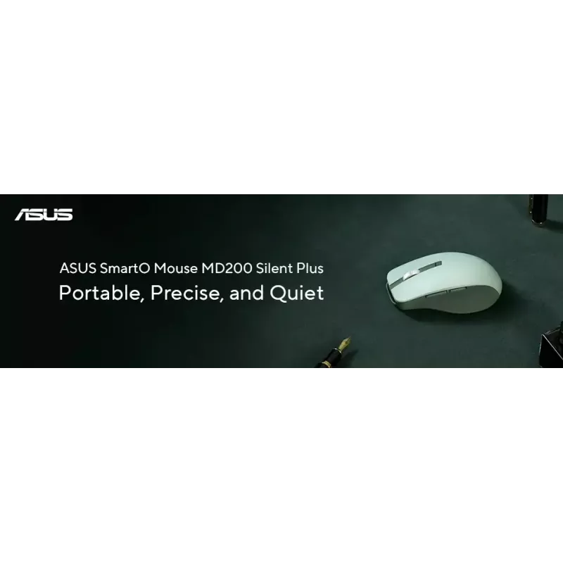 Mouse ASUS SmartO MD200 Silent Plus – ambidestro RF wireless + Bluetooth, ottico 4200 DPI, 6 tasti, verde