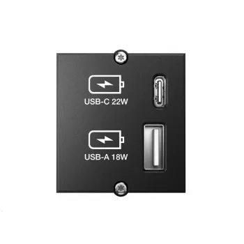Modulo presa USB-A + USB-C Bachmann 917.227 nero IP20 250V