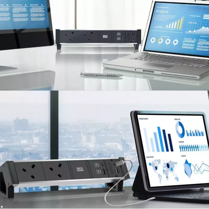 Bachmann 917.229 CM modulo replicatore di porte, USB-C PD 100 W, 2x USB-A, Mini DisplayPort, RJ45