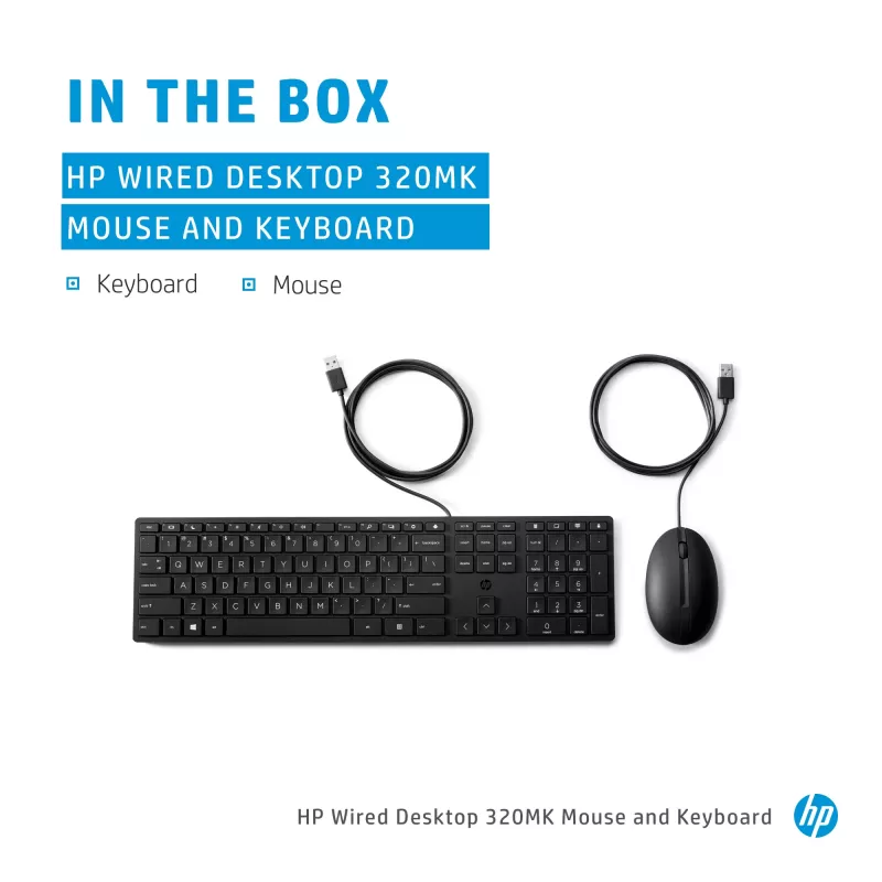 Set tastiera e mouse con filo HP Wired Desktop 320MK