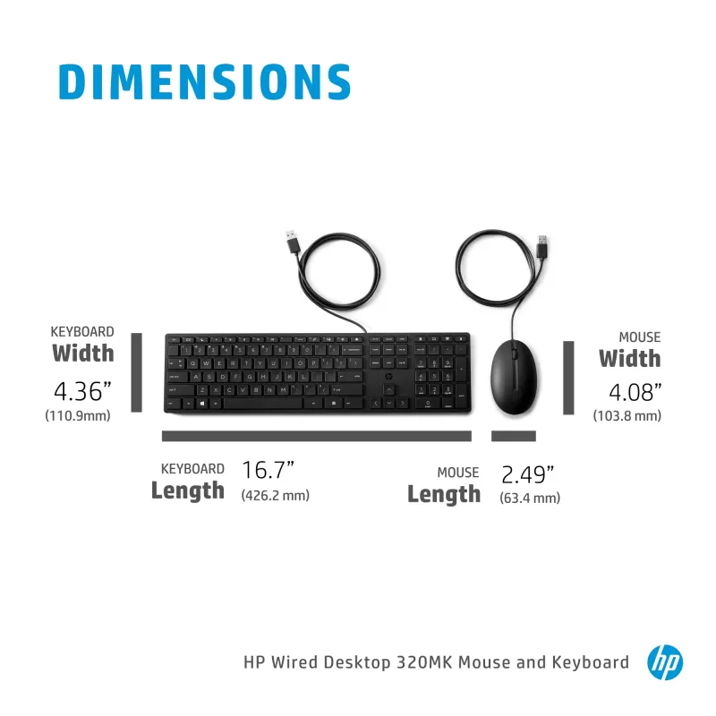 Set tastiera e mouse con filo HP Wired Desktop 320MK