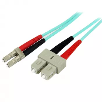 Cavo in fibra ottica StarTech.com 1 m (3 ft) LC/UPC a SC/UPC OM3 multimodale, cavo zipcord in fibra full duplex 50/125 µm, 100G, bassa attenuazione di inserzione, cavo jumper in fibra LSZH