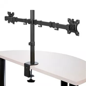 Braccio doppio per monitor da tavolo StarTech.com - morsetto da scrivania / passacavo supporto monitor VESA per display fino a 32 pollici - braccio monitor ergonomico articolato - regolabile in altezza/inclinazione/rotazione/girevole