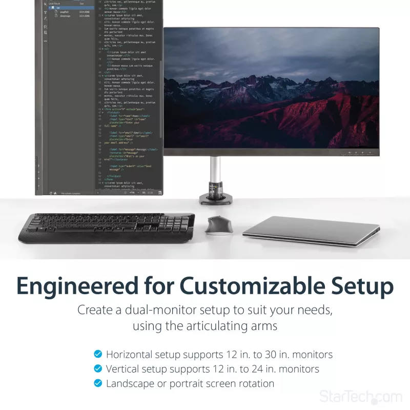 Braccio doppio per monitor da scrivania StarTech.com – completamente articolato – premium