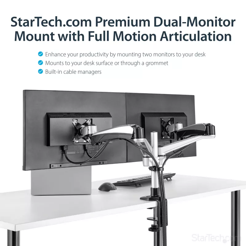 Braccio doppio per monitor da scrivania StarTech.com – completamente articolato – premium