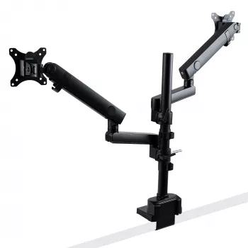 Supporto da scrivania StarTech.com braccio doppio per monitor, supporto monitor completamente articolato per 2 schermi VESA fino a 32 pollici (8 kg), regolabile in altezza, morsetto/passacavo da scrivania, molla meccanica