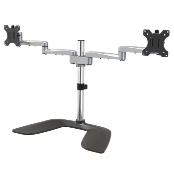 Base da appoggio StarTech.com per due monitor – supporto monitor da tavolo ergonomico per display VESA fino a 32 pollici – supporto universale per monitor da computer da appoggio, articolato – regolabile in altezza – argento