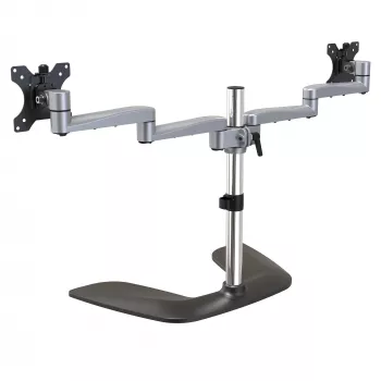 Base da appoggio StarTech.com per due monitor – supporto monitor da tavolo ergonomico per display VESA fino a 32 pollici – supporto universale per monitor da computer da appoggio, articolato – regolabile in altezza – argento