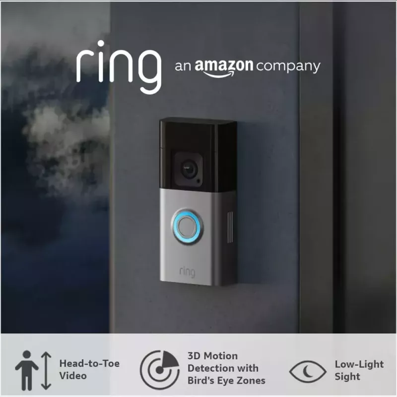 Amazon Ring Battery Video Doorbell Pro B0B2BNM4PV campanello smart con videocamera, Wi-Fi, video HD+, visione notturna, audio bidirezionale