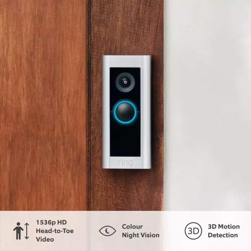 Amazon Ring Battery Video Doorbell Pro B0B2BNM4PV campanello smart con videocamera, Wi-Fi, video HD+, visione notturna, audio bidirezionale