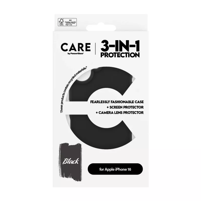 Custodia bundle 3-in-1 PanzerGlass CARE by Fashion iPhone 16