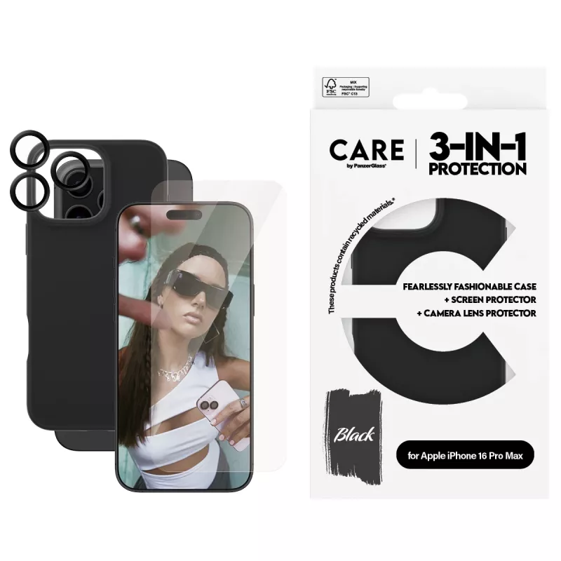 Bundle 3-in-1 PanzerGlass CARE by Fashion iPhone 16 Pro Max