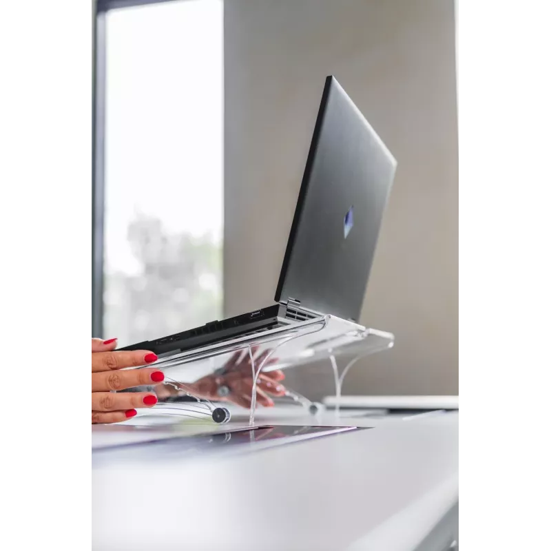 BakkerElkhuizen Q-note 350 supporto per notebook, supporto per laptop, trasparente, plastica, acciaio, 25,4 cm (10