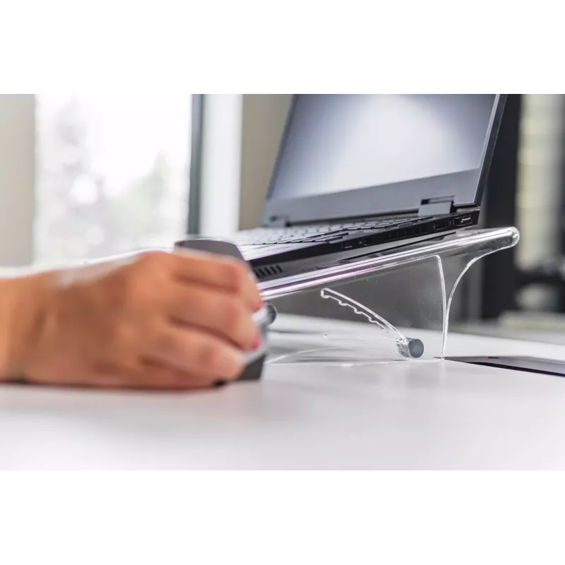 BakkerElkhuizen Q-note 350 supporto per notebook, supporto per laptop, trasparente, plastica, acciaio, 25,4 cm (10