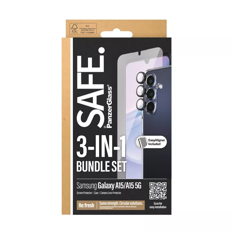 PanzerGlass SAFE. by ® 3-in-1 pacchetto protezione Samsung Galaxy A15 | A15 5G