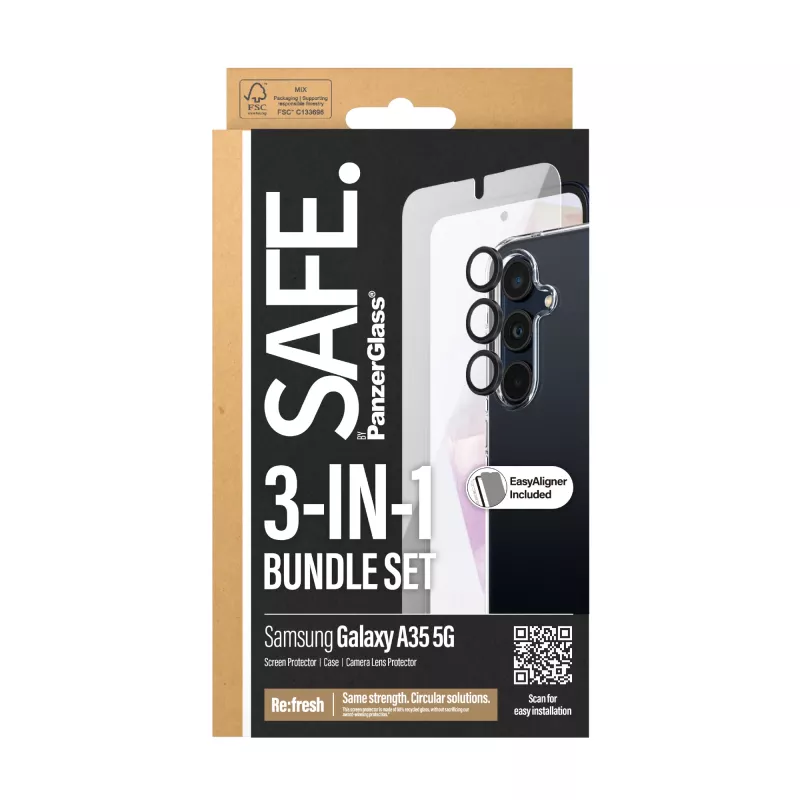 PanzerGlass SAFE. by ® 3-in-1 pacchetto protezione Samsung Galaxy A35 5G