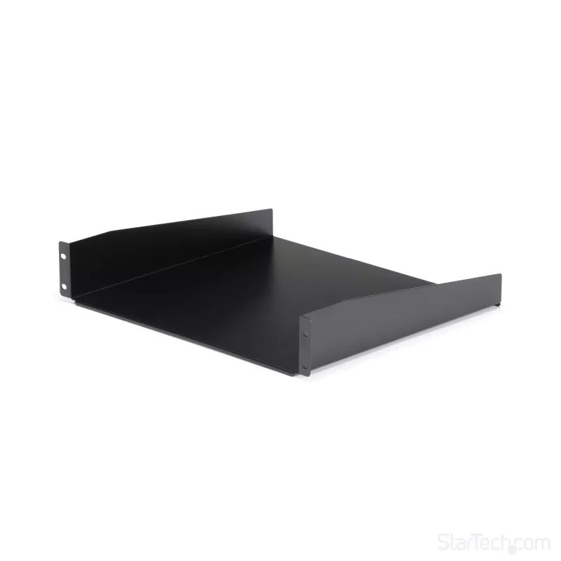 StarTech.com ripiano per rack server 2HE – ripiano universale a mensola per armadio e rack di rete 19 inch – acciaio ad alta portata – portata 20 kg – ripiano profondo 400 mm, nero