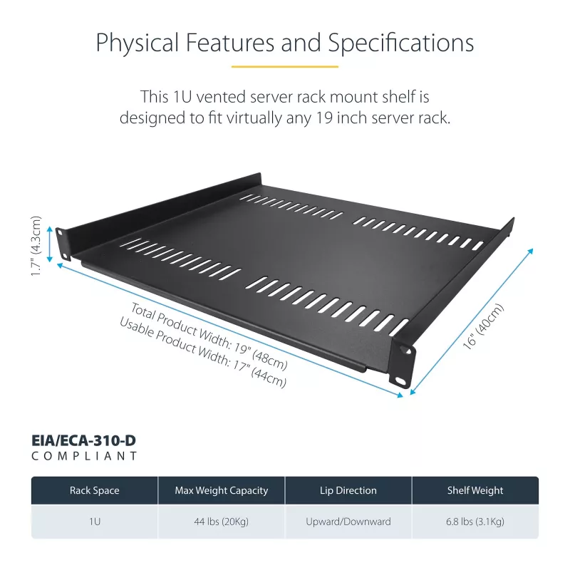 StarTech.com CABSHELF116V2PK accessorio per rack ripiano