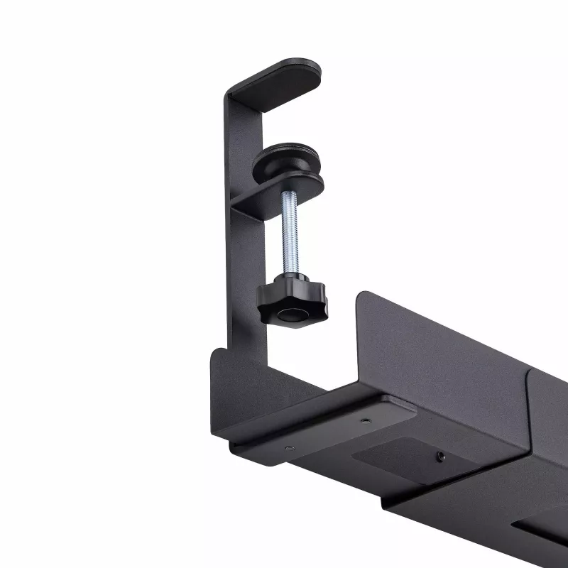 StarTech.com vaschetta per gestione cavi sottoscrivania, organizzatore per cavi regolabile in lunghezza, montaggio a morsetto, nessuna foratura necessaria, supporto per ciabatte, nero