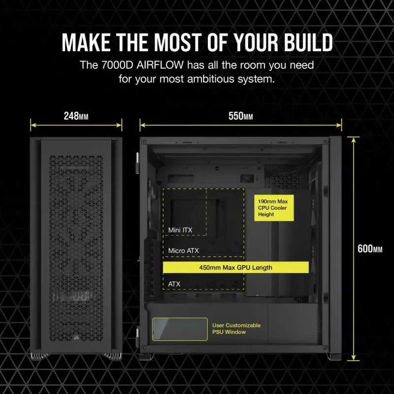 Case PC Corsair 7000D Airflow full tower nero
