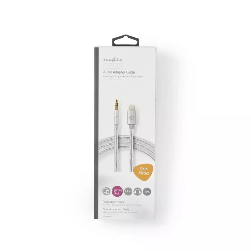 Nedis CCTB39940AL10 cavo Lightning 1m alluminio connettore 3,5 mm