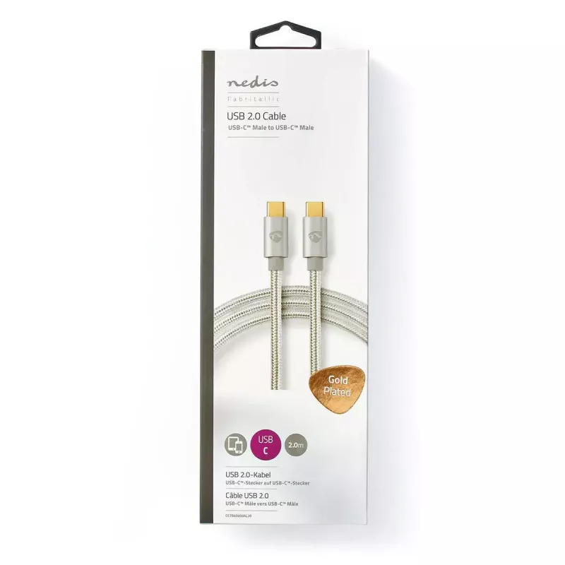 Cavo USB Nedis CCTB60800AL20 USB 2.0 2 m USB C argento