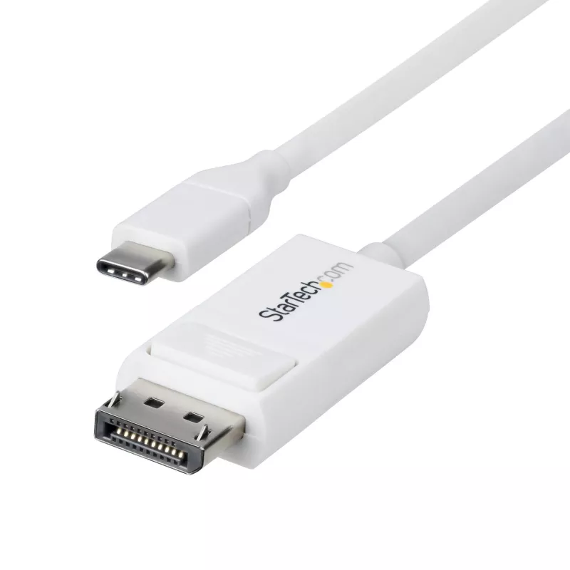 StarTech.com cavo USB-C a DisplayPort 1.2 6ft (2m), bidirezionale, 4K 60Hz, bianco, cavo adattatore video per Apple MacBook Pro / Air M1 M2 M3 M4, Mac Mini / Studio, compatibile Thunderbolt