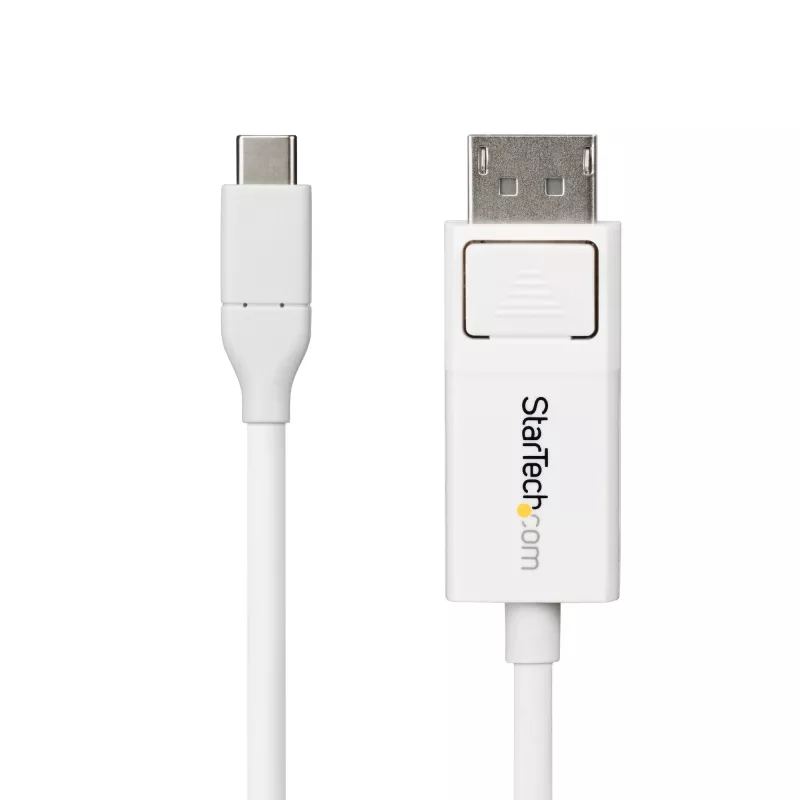 StarTech.com cavo USB-C a DisplayPort 1.2 6ft (2m), bidirezionale, 4K 60Hz, bianco, cavo adattatore video per Apple MacBook Pro / Air M1 M2 M3 M4, Mac Mini / Studio, compatibile Thunderbolt
