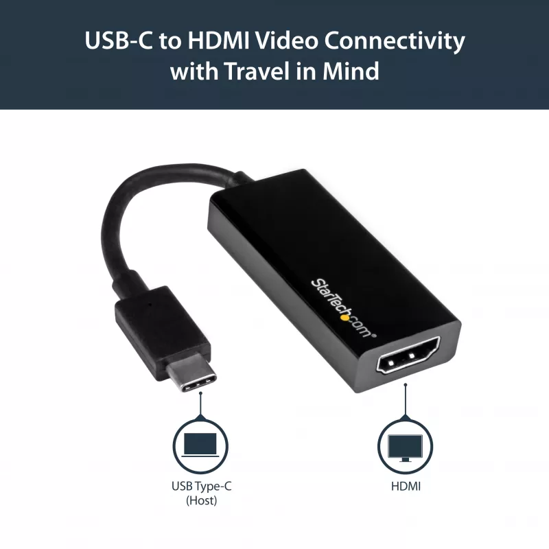StarTech.com adattatore USB-C a HDMI con 4K 30Hz - nero, 3.2 Gen 2 (3.1 Gen 2), USB Type-C, uscita HDMI, 3840 x 2160 pixel
