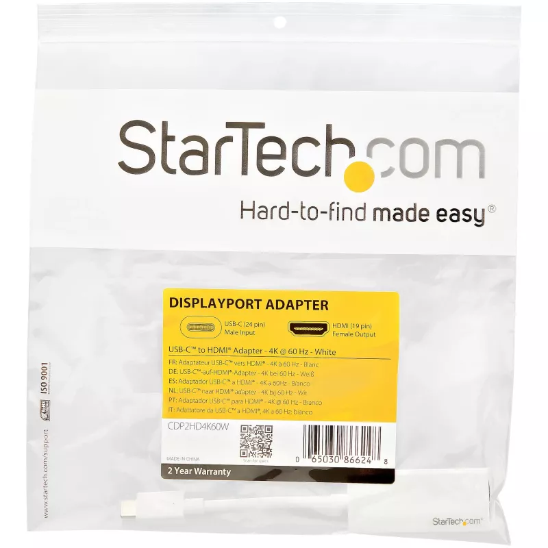 StarTech.com adattatore USB-C a HDMI - bianco - 4K 60Hz, USB Type-C, uscita HDMI, 3840 x 2160 pixel