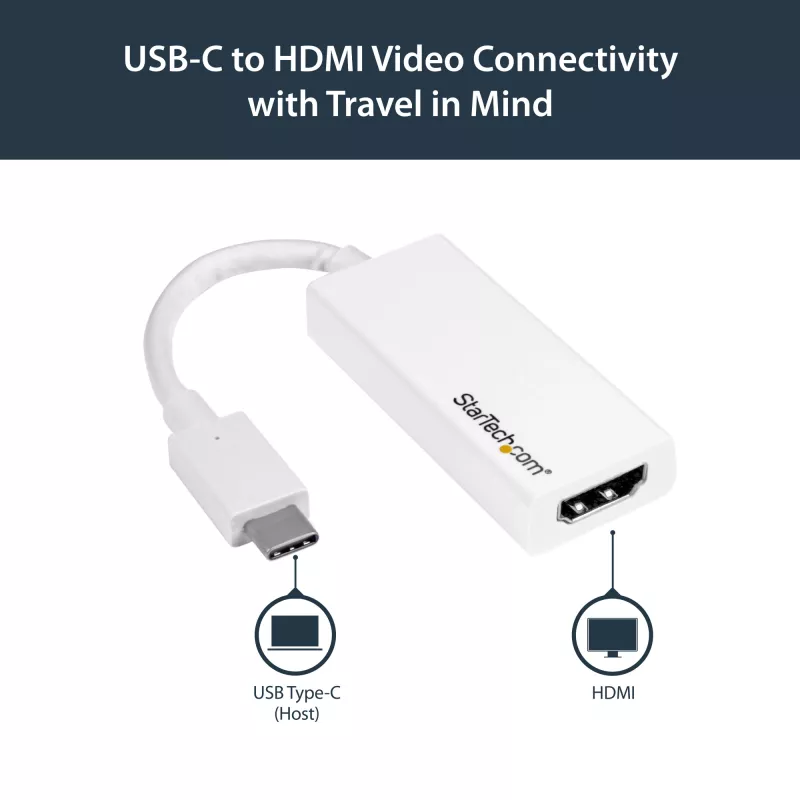 StarTech.com adattatore USB-C a HDMI - bianco - 4K 60Hz, USB Type-C, uscita HDMI, 3840 x 2160 pixel