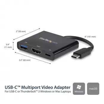 StarTech.com adattatore multiporta USB-C con HDMI – porta USB 3.0 – 60W PD – nero
