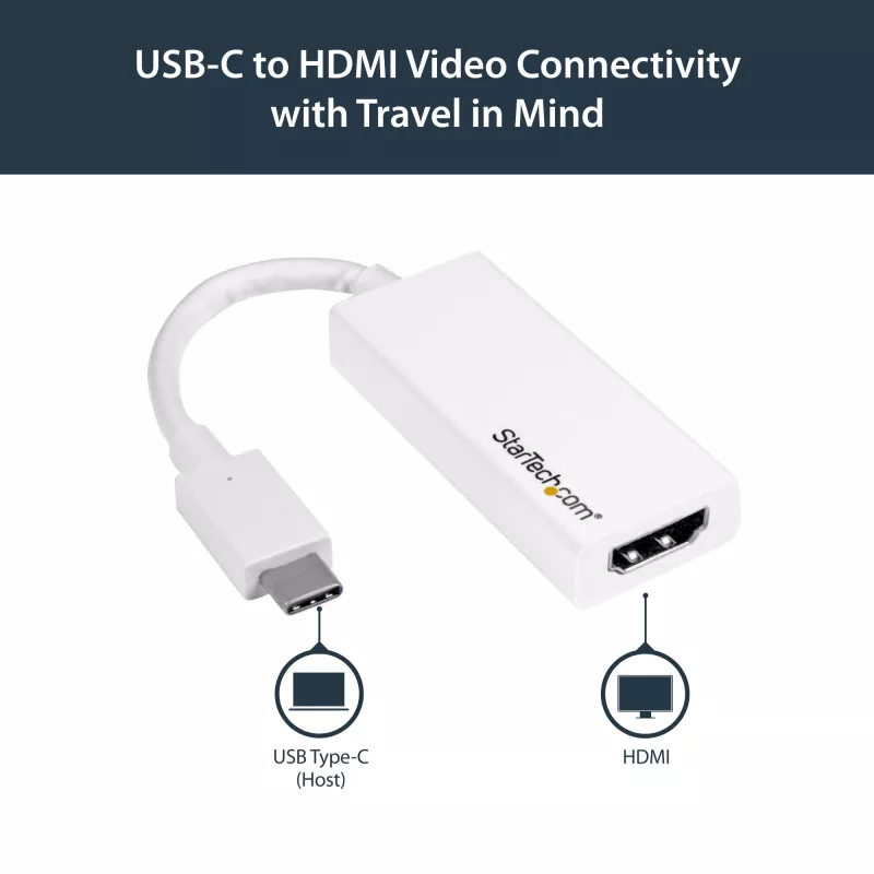 StarTech.com adattatore USB-C a HDMI con 4K 30Hz - bianco, USB Type-C, uscita HDMI, 3840 x 2160 pixel