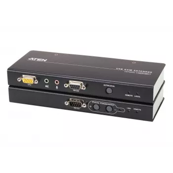 ATEN extender KVM USB VGA con audio e RS-232 (200 m), trasmettitore e ricevitore, con filo, 200 m, Cat5, 1920 x 1200 pixel, pulsanti