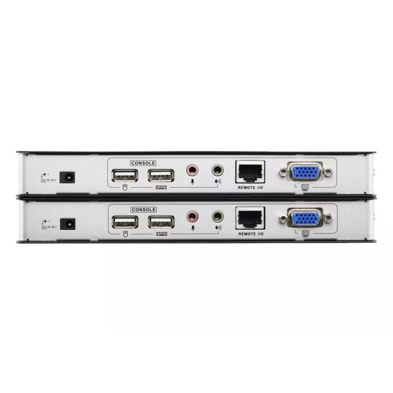 ATEN extender KVM USB VGA con audio e RS-232 (200 m), trasmettitore e ricevitore, con filo, 200 m, Cat5, 1920 x 1200 pixel, pulsanti