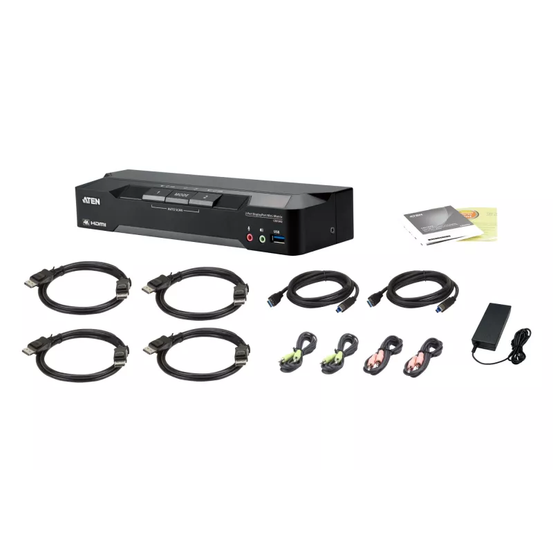 Switch KVM ATEN 2 porte 4K DisplayPort Dual-Display Mini-Matrix Boundless