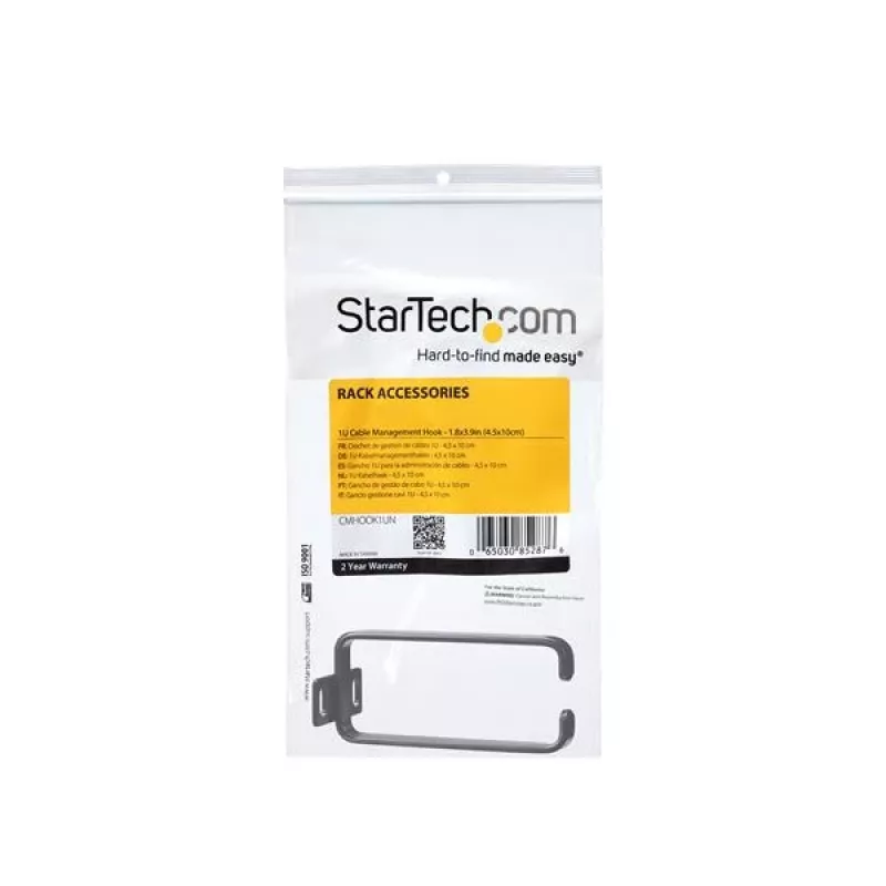 StarTech.com gancio a D per gestione cavi rack server verticale 1U – 4,5 x 10 cm (1,8 x 3,9