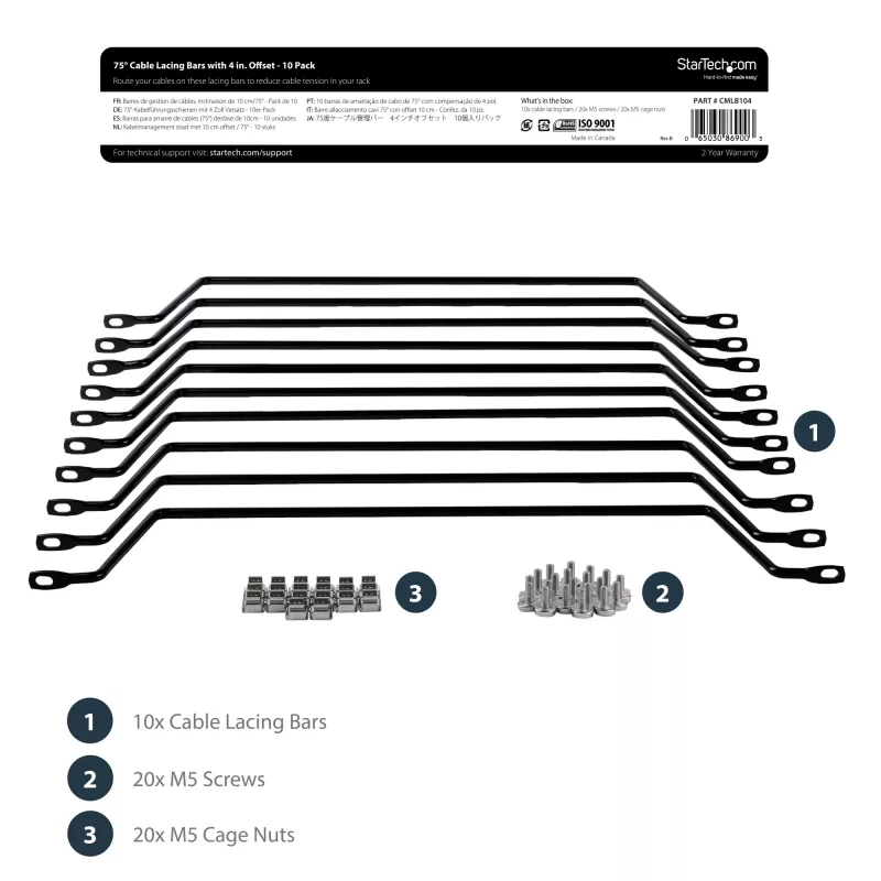 StarTech.com staffe orizzontali per gestione cavi con offset 10,2 cm per rack – confezione da 10