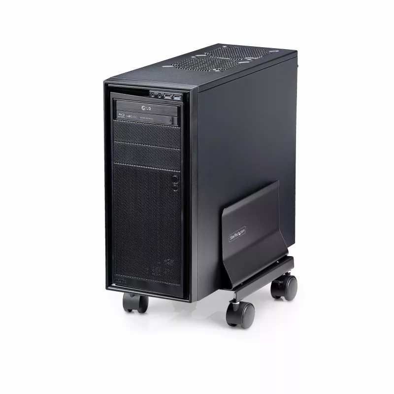 StarTech.com carrello per tower PC, caddy mobile per CPU su ruote (rotelle), carico max 21 kg, supporto regolabile per case PC, supporto da pavimento per desktop, dolly in acciaio