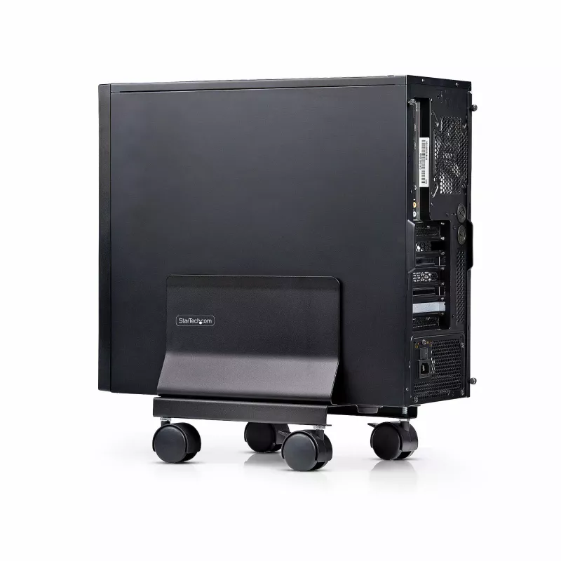 StarTech.com carrello per tower PC, caddy mobile per CPU su ruote (rotelle), carico max 21 kg, supporto regolabile per case PC, supporto da pavimento per desktop, dolly in acciaio