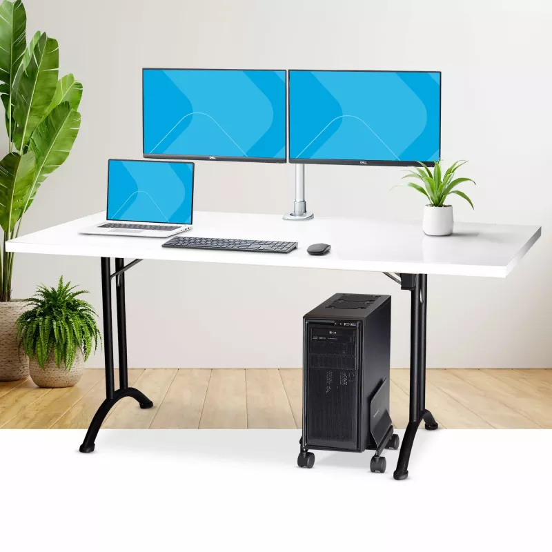 StarTech.com carrello per tower PC, caddy mobile per CPU su ruote (rotelle), carico max 21 kg, supporto regolabile per case PC, supporto da pavimento per desktop, dolly in acciaio