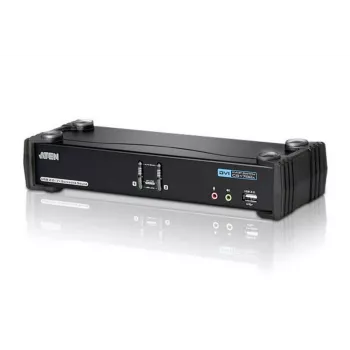 ATEN Switch KVM USB DVI Dual Link a 2 porte con audio e hub USB 2.0 (cavi KVM inclusi)