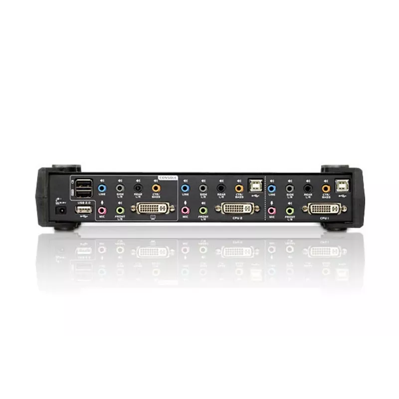 ATEN Switch KVM USB DVI Dual Link a 2 porte con audio e hub USB 2.0 (cavi KVM inclusi)