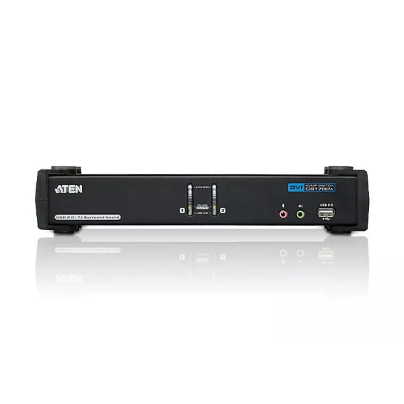 ATEN Switch KVM USB DVI Dual Link a 2 porte con audio e hub USB 2.0 (cavi KVM inclusi)